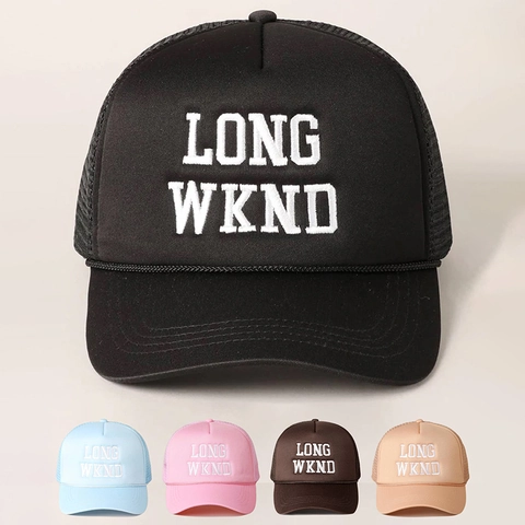 LONG WKND Κεντημένο Καπέλο Trucker Αναπνεύσιμο Δίχτυ Snapback Αφρός Καπέλο Μπέιζμπολ Ρυθμιζόμενο Εξωτερικού Χώρου Προστασία Από Ήλιο