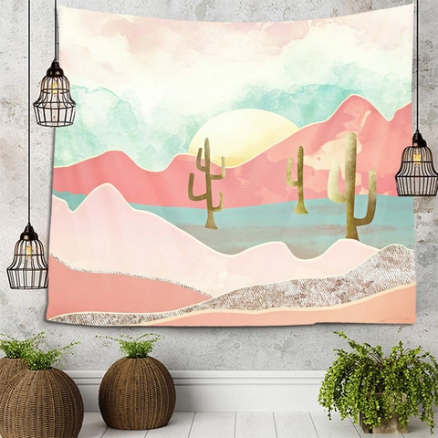 Abstract Mountain Landscape Tapestry Polyester Wall Hanging Bohemian Art Decor For Bedroom Living Room Dormitory