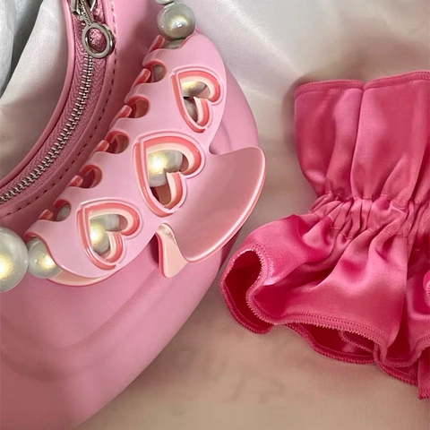 Haarklammer Acetat Hohl Herz Y2K Süße Barbie Rosa Blau Trendy Ästhetische Haarclip Für Frauen Mädchen Haarschmuck