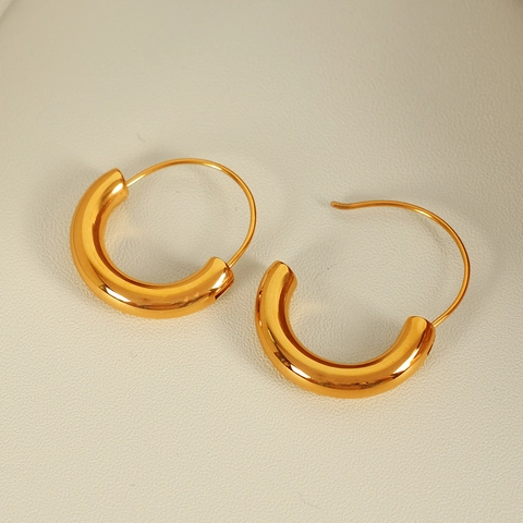 Geometric Chunky Hoop Earrings Stainless Steel 18K Gold Plated Mixed Color Polished Fashion Ear Jewelry For Women