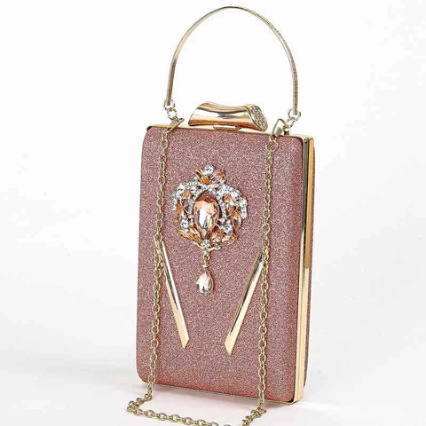 Bolso De Noche Clutch Brillo Diamantes De Imitación Con Asa De Metal Y Correa De Cadena Para Mujer Fiesta Cena Lujo