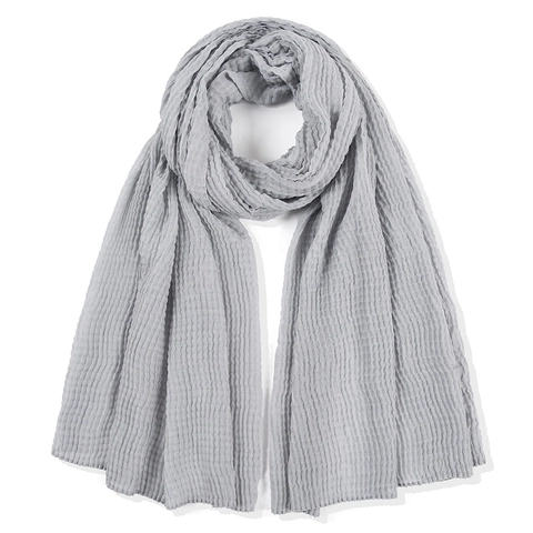 Solid Color Crinkle Cotton Scarf For Women Lightweight Rectangular Shawl Turban Wrap Breathable Hijab All Season Fashion Accessory
