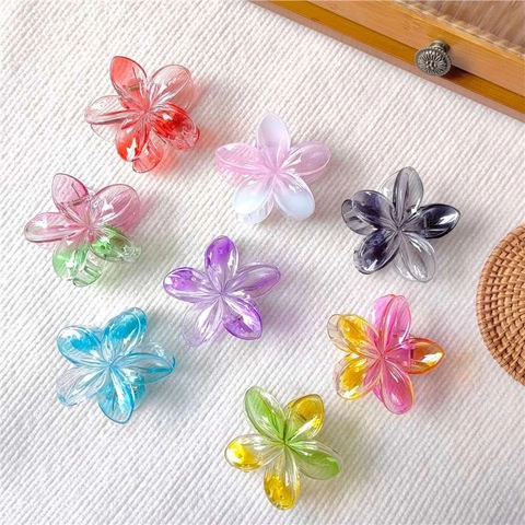 Elegant Gradient Plumeria Hair Clip Resin Flower Shark Clip For Women Summer Beach Vacation Hair Accessories Hairpin