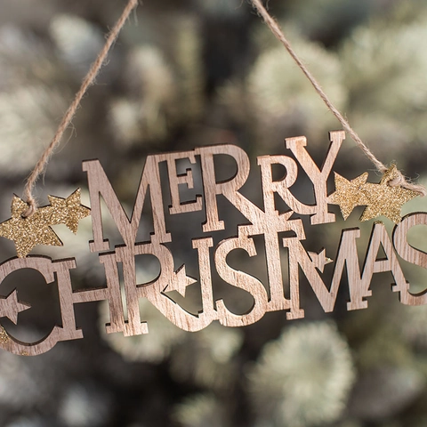 Feliz Navidad Letrero Colgante De Madera Letras Placa Hueca Con Estrellas Brillantes Para Árbol Navidad Pared Puerta Decor
