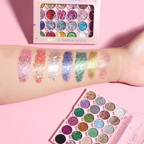 Tavolozza Di Glitter Multicolore Gel Per Corpo Capelli E Unghie Trucco Scenico Halloween Colorato Chic