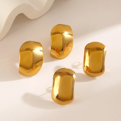 Geometrische Ovale Glatte Edelstahl Ohrringe Vergoldet Poliert Minimalistischer Modeschmuck Für Frauen Elegant