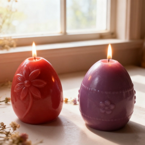 Egg Shape Candle Mold Relief Flower Pattern Silicone For DIY Resin Gypsum Easter Egg Ornament Making Tool