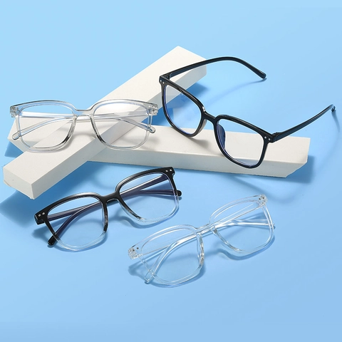 Occhiali Anti Luce Blu Donna Montatura Quadrata Grande Plastica PC Moda Ottica Anti UV Sfumati