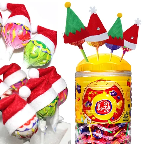 Mini Kerstmutsen Non Woven Stof Lolly Decoratie Bestekhouder Kleine Elfenmuts Voor Feest Knutselen