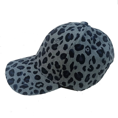 Berretto da Baseball in Cotone Vintage con Stampa Leopardata per Donna Uomo Casual Regolabile Texture in Velluto a Coste Protezione Solare