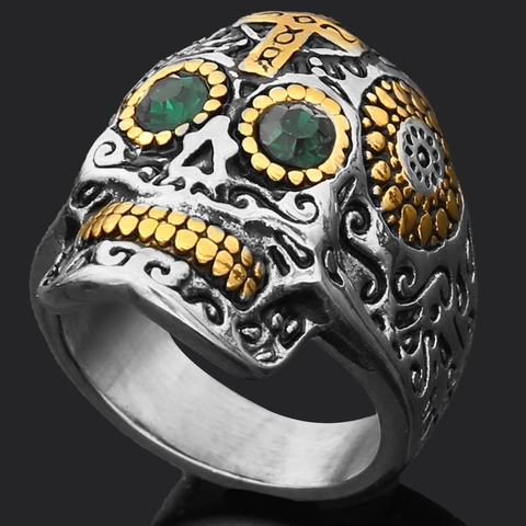 Vintage Viking Norse Mythology Ring Stainless Steel Mjolnir Rune Skull Gothic Punk Biker Jewelry For Men