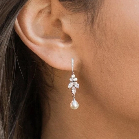 Elegante Luxus Hängeohrringe Für Damen Kupfer Mit Marquise Zirkon Und Wassertropfen Kunstperle Hochzeit Schmuck