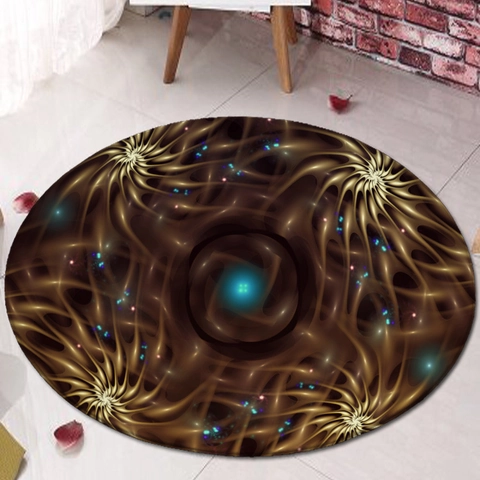 Round Area Rug Flannel Polyester Absorbent Non-Slip Floor Mat For Living Room Bedroom Bathroom Eagle Dolphin Pattern