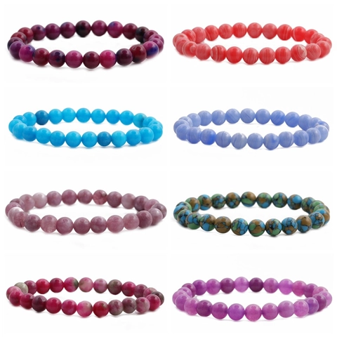 Round Stone Beaded Bracelet Natural Agate Tiger Eye Stretch Healing Jewelry Women Men