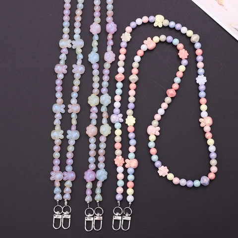Handgefertigte Meerjungfrau Irisierende Perle Handykette Süße Harz Hase Katzenpfote Crossbody Lanyard Anti-verlust Handy Dekoration Damen