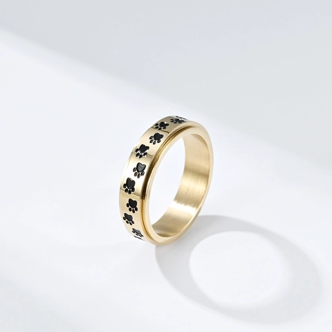 Titanium Stahl Spinner Ring Süße Hundepfote Pfotenabdruck Stressabbau Fidget Band Schmuck Für Männer Frauen Süßen Coolen Stil