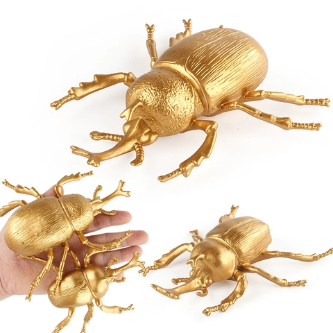 Modelli Di Insetti Simulati In Plastica Dorata Figure Di Animali Realistiche Giocattoli Educativi Per L'apprendimento Dei Bambini