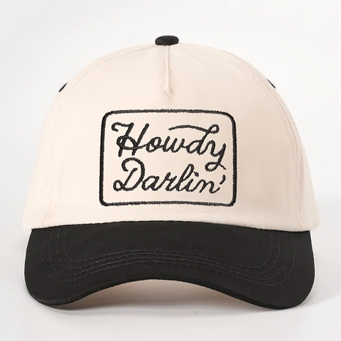 Howdy Darlin Embroidery Baseball Cap Polyester Adjustable Vintage Color Block Sun Hat Outdoor Casual Women Men
