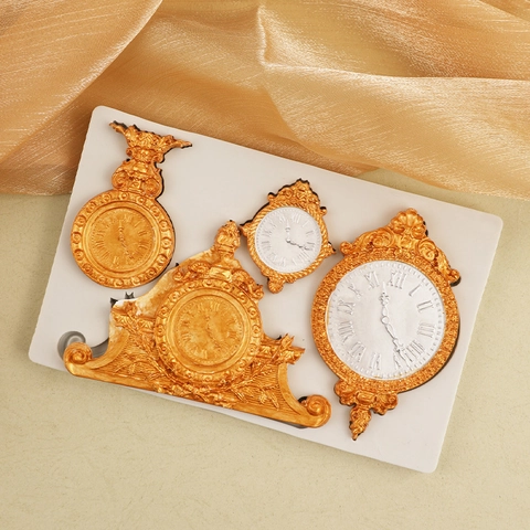 Vintage Clock Watch Relief Silicone Mold For Fondant Chocolate Candy Cake Decoration Baroque Roman Numerals DIY Crafting