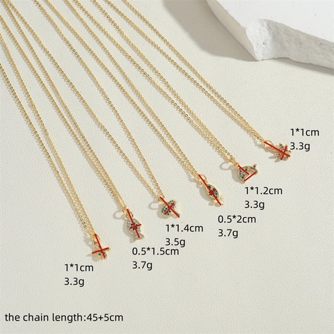 14K Gold Plated Copper Colorful Zirconia Dolphin Fish Starfish Pendant Necklace Personalized Animal Jewelry For Women