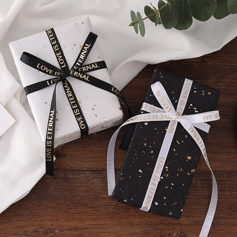 Ruban Gros-Grain Avec Impression Gold Love Is Eternal Pour Emballage De Cadeau Et Fleurs Décoration Mariage Valentin