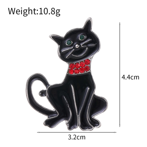 Broche de Gato Negro de Halloween Vintage Aleación de Zinc Strass Lindo Animal Esmalte Pin de Solapa Fantasma Corsage Joyería Para Mujeres Hombres Regalo