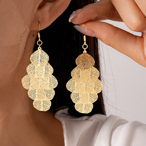 Hohl Blatt Ohrhänger Mehrlagig Legierung Geometrisch Quaste Drop Für Frauen Mode Schick Accessoires