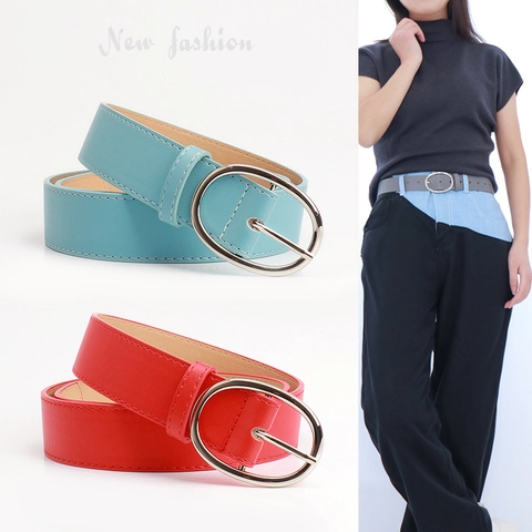 Ceinture Femme en Cuir PU Mode Boucle à Ardillon Ovale en Alliage Minimaliste Couleur Unie Taille Versatile pour Jeans Robes