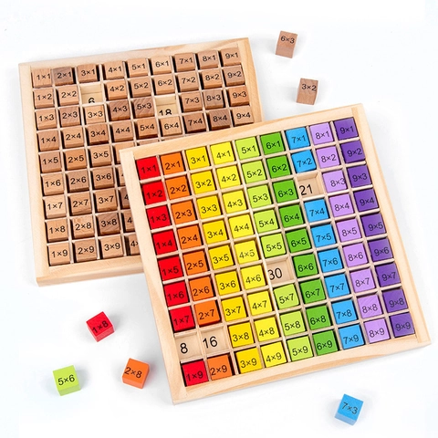 Tabella Delle Moltiplicazioni In Legno Giocattolo Educativo Blocchi Per L Apprendimento Della Matematica Doppia Faccia Per Bambini