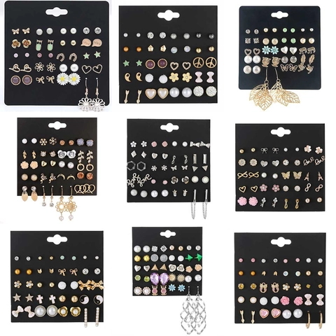 Stecker Ohrringe Legierung Strass Künstliche Perle Mit Stahlstecker Vintage Blume Herz Schmetterling Accessoires Für Damen