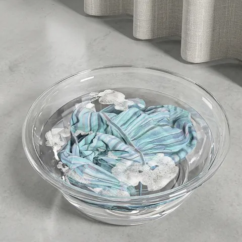 Transparentes Waschbecken PET Kunststoff Verdickt Rund Langlebiges Becken Für Badezimmer Wäsche Küche Modern Haushalt