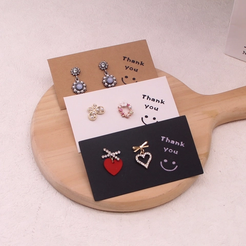 Ohrring Displaykarten Smiley Gesicht Thank You Kraftpapier Schmuck Anhänger Verpackung Für Ohrstecker DIY