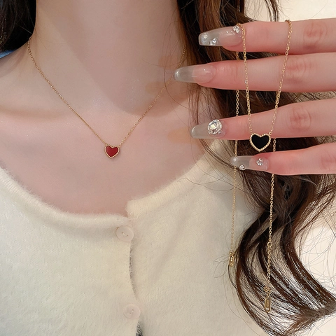 Herz Anhänger Halskette Doppelseitig Edelstahl Vergoldet Perlenrand Süßer Romantischer Schmuck Für Damen