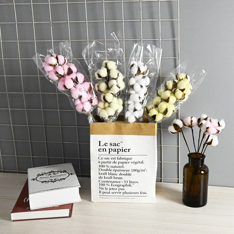 Steli Di Fiori Di Cotone Artificiali Gusci Naturali Fibra Poliestere Rami Secchi Decorativi Per Arredamento Matrimonio Nordico Oggetti Scena Fotografica