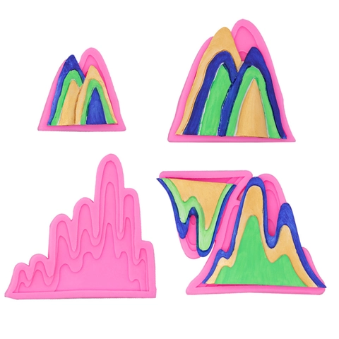 Moule En Silicone Sommet De Montagne Forme Roche Paysage 3D Gâteau Fondant Cuisine Chocolat DIY Résine Artisanat Décoration