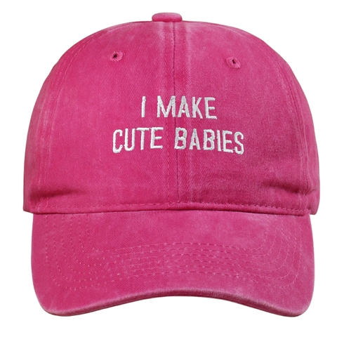 Washed Cotton Baseball Cap Vintage Distressed I Make Cute Babies Embroidery Adjustable Outdoor Sun Hat