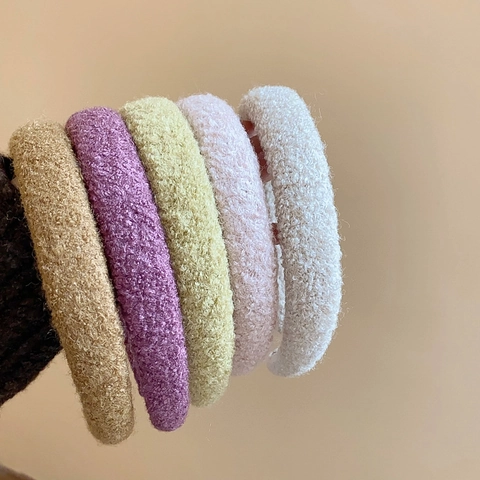 Plush Thickened Headband Lamb Wool Bouclé Padded Hair Band High Top Non-Slip Korean Style Autumn Winter Sweet Women