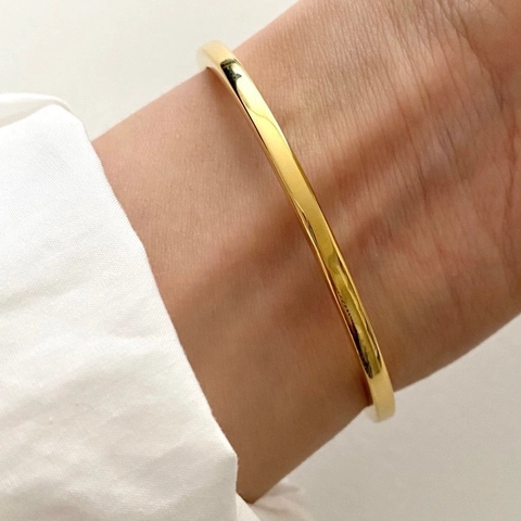 925 Sterling Silver Square Wire Open Bangle Bracelet Minimalist High Polished Jewelry Korean Style Simple For Women
