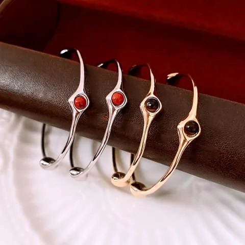 Irregular Hoop Earrings With 925 Sterling Silver Earring Post Copper Stone Vintage French Style For Women