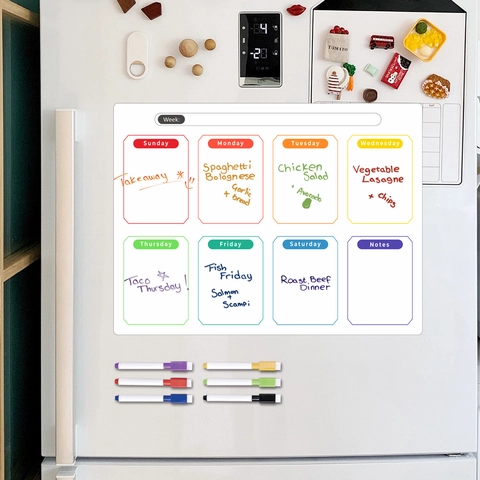 Magnetic Weekly Calendar Whiteboard Refrigerator Sticker Dry Erase Memo Board With Markers For Kitchen Home Office