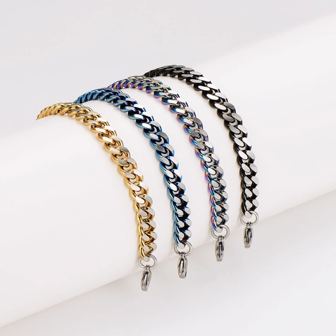 Cuban Link Chain Bracelet 304 Stainless Steel Matte Polished Hip Hop Streetwear Minimalist Jewelry For Men Women