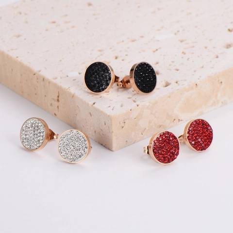 Runde Ohrstecker Edelstahl Mit Kristallbesatz Roségold Plattiert Modeschmuck Einfach Minimalistisch Für Damen