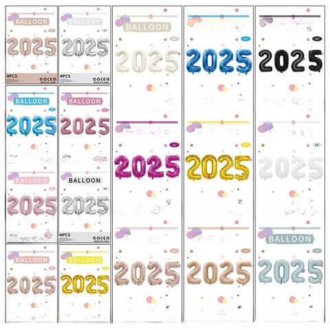 2025 Number Balloons Aluminum Foil Mylar Balloon New Year Eve Party Decorations Metallic Celebration Supplies
