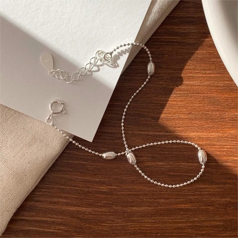 Minimalistisches 925 Sterling Silber Armband Geometrische Olivenperle Feine Kette Schmuck Für Damen