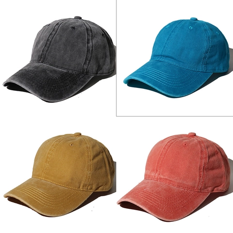 Vintage Washed Cotton Baseball Cap Retro Distressed Adjustable Metal Buckle Solid Color Sun Hat Unisex Outdoor Sport