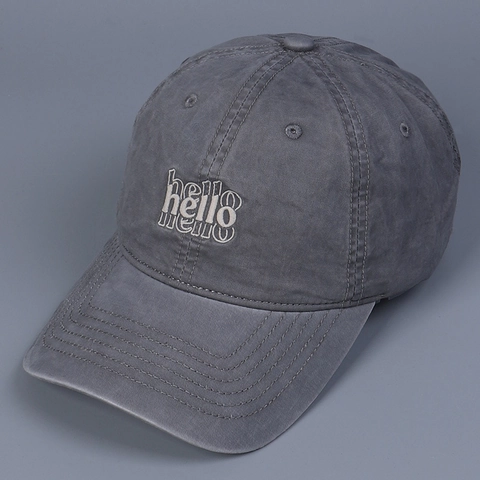 Casquette De Baseball En Coton Lavé Broderie Hello Rétro Ajustable Chapeau De Soleil Extérieur Décontracté Hommes Femmes