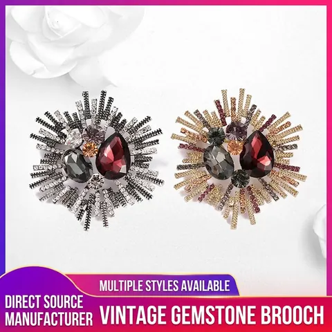 Broche de Aleación Estilo Barroco Vintage Con Strass Para Mujer Broches de Lujo Forma de Girasol Para Banquete Boda