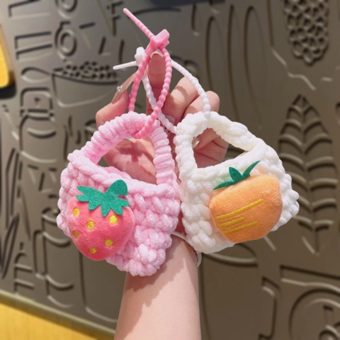 Mini Portamonete In Maglia Frutta Portachiavi Uncinetto Fatto A Mano Ciondolo Per Borsa Custodia Per Auricolari Ragazze