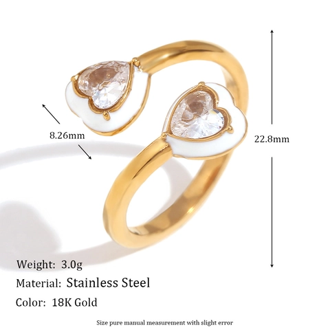 Anello Da Donna Acciaio Inossidabile Placcato Oro 18K Nodo Vortice Margherita Cuore Zircone Regolabile Aperto Vintage