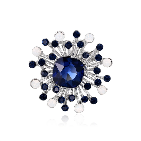 Spilla in Lega Geometrica Vintage Blu con Strass Elegante a Forma di Girasole Gioielli per Donna Accessori Abbigliamento Matrimonio Festa Regalo
